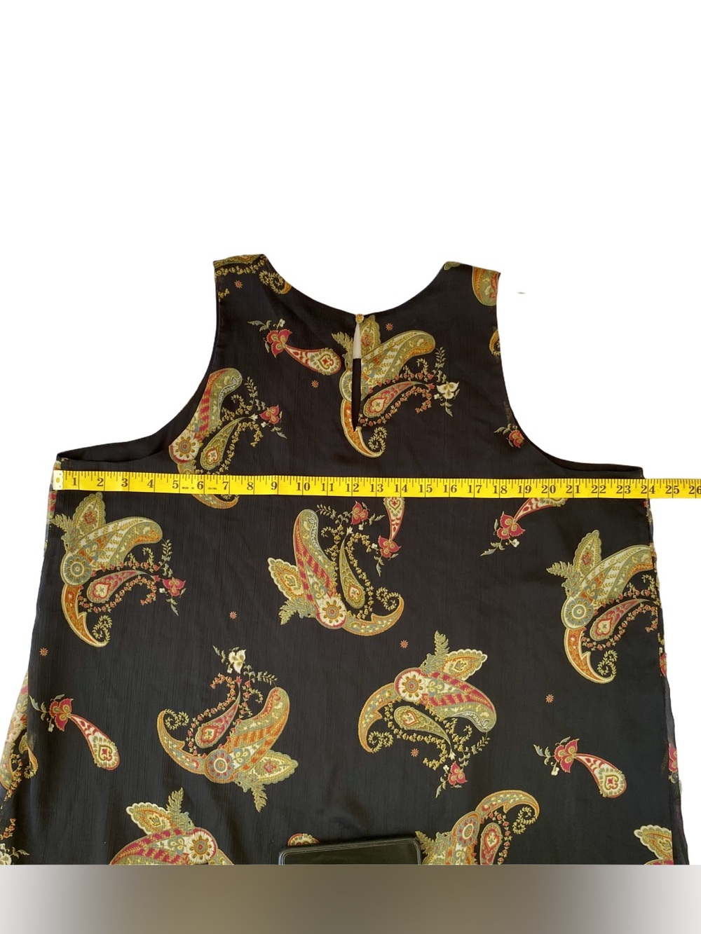 VINCE CAMUTO Top Blouse Sleeveless High Neck Rich Black Paisley Print Women XL - Picture 8 of 10
